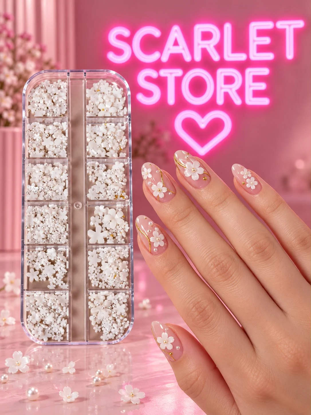 DECO FLORES BLANCAS 3D