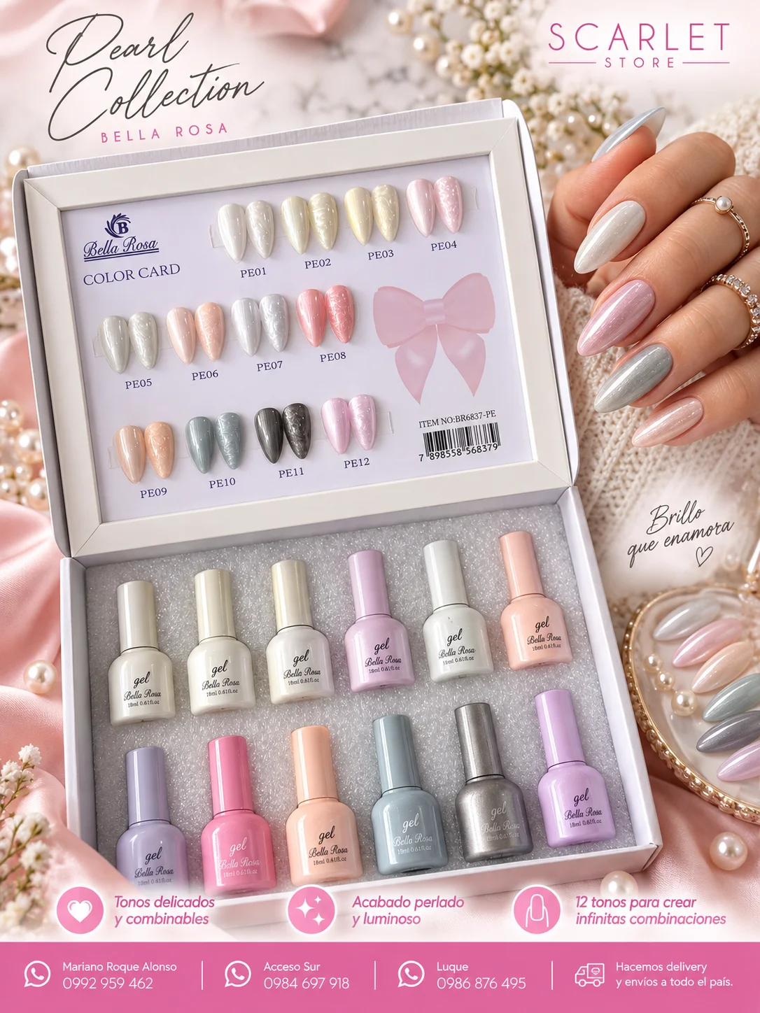 BELLA ROSA SET PERLADOS 12PCS